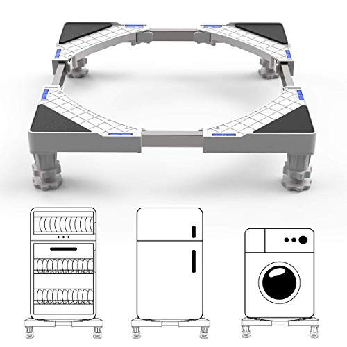 Washing Machine Base DEWEL 4 Strong Feet Multi-functional Movable 17.7-27.5 inches Adjustable Base for Refrigerator, Dryer and Washing Machine (4 Strong Feet Type)