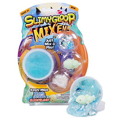 SLIMYGLOOP Mix'Ems by Horizon Group USA-Shark Attack, Mix & Create Your Own Gooey, Putty, Blue Slime, with Sparkly Spangles & Squishy Stress Relief Shark Add Ins SLIMYGLOOP Mix'Ems by Horizon Group USA-Shark Attack, Mix & Create Your Own Gooey, Putty, Blue Slime, with Sparkly Spangles & Squishy Stress Relief Shark Add Ins
