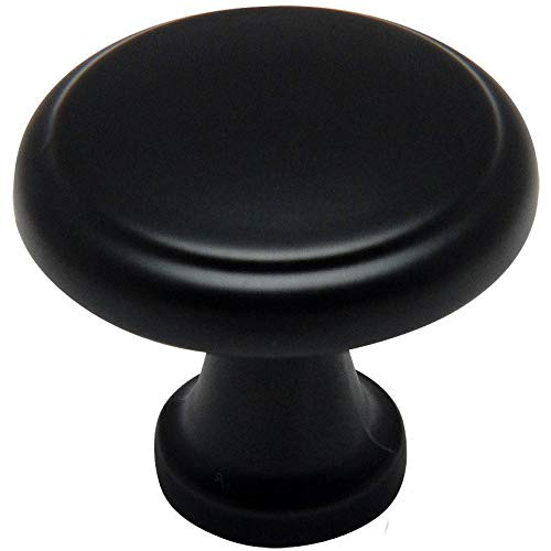 10 Pack - Cosmas 9985FB Flat Black Round Cabinet Hardware Knob - 1-1/8" Diameter
