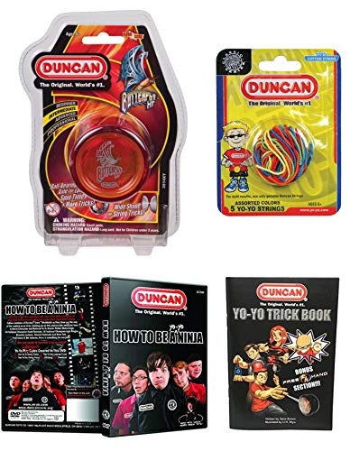 Duncan Intermediate YoYo Kit (4 Items) - Red Butterfly XT Yo-Yo, Multi-Color Yo-Yo String 5 Pack, Yo-Yo Trick Book, and How to Be A Yo-Yo Ninja DVD