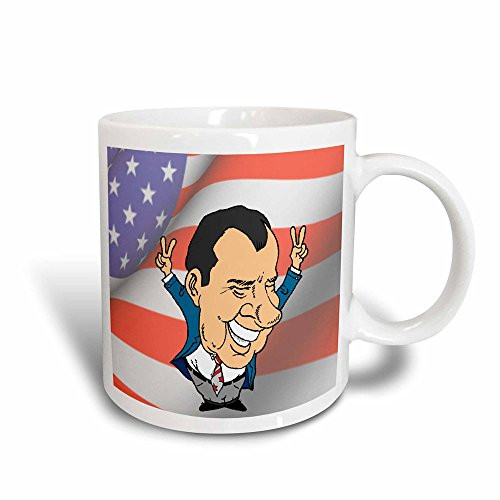 3dRose mug_61141_3"President Richard Nixon With American Flag" Magic Transforming Mug, 11 oz, Multicolor