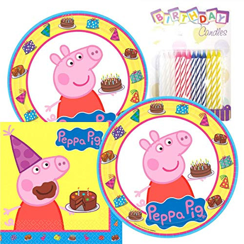 Lobyn Value Pack Peppa Pig Party Plates and Napkins Serves 16 with Birthday Candles Lobyn Value Pack Peppa Pig Party Plates and Napkins Serves 16 with Birthday Candles