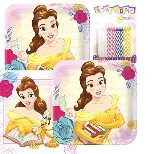 Lobyn Value Pack Beauty and The Beast Party Plates and Napkins Serves 16 with Birthday Candles Lobyn Value Pack Beauty and The Beast Party Plates and Napkins Serves 16 with Birthday Candles