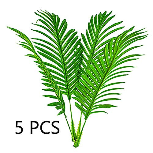 5 Pack Faux Fake Tropical Large Palm Leaves Artificial Palm Plants Leaves Imitation Leaf Artificial Plants for Home Party Wedding Decorations
