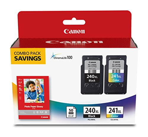 Canon PG-240XL/CL-241XL with Photo Paper 50 Sheets Compatible to MG2120, MG3120, MG4120, MX512, MX432, MX372, MX522, MX452, MX392, MG2220, MG3220, MG4220, MG3520, MG3620, TS5120
