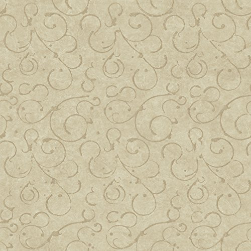 Chesapeake VIR98273 Shin Bronze Scroll Texture Wallpaper, Beige