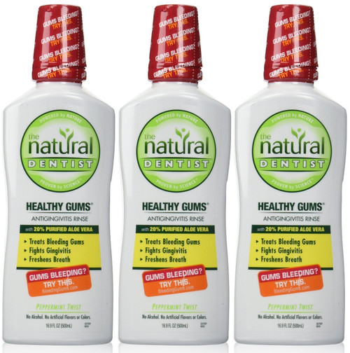 The Natural Dentist Healthy Gums Antigingivitis Rinse, Peppermint Twist, 16.9 Oz (Pack of 3)