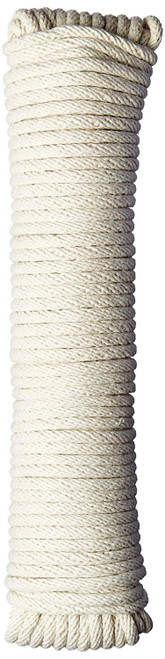 CORDAGE SOURCE 52S Solid Braid Cotton Sash Cord, 1/4-Inch by 100-Feet