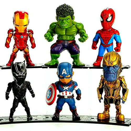 MALUNGMA Avengers Hero Set 6 Psc Action Figures Toys - Iron Man Hulk Spiderman Captain America Panther and Thanos Figures
