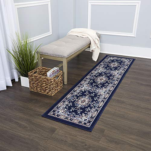 Home Dynamix Premium Sakarya Traditional Runner Rug, Oriental Navy Blue 1'9"x7'2"