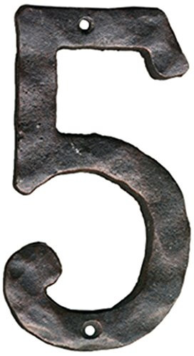 NACH JS-RUSTICNUMBER House Address Number - #5, Rustic, Cast Iron, 5.5"