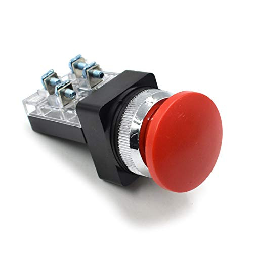 TOUHIA AC 250V 6A Red 1NO 1NC DPST Momentary Mushroom Head Push Button Switch(2PCS)