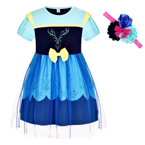 BanKids Pincess Anna Dress Up Costume for Toddler Girls with Tiara 4-5 Years (4T 5T)