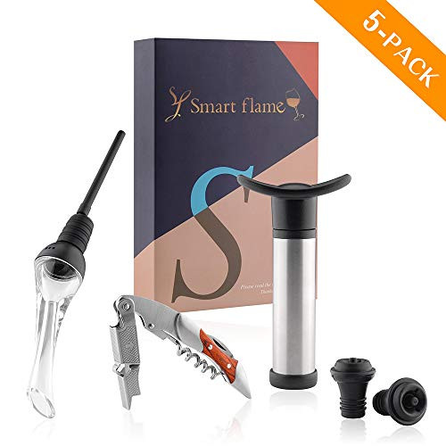 Wine Opener Set - Wine Kit Includes Wine Opener,Wine Aerator and Wine Stopper, Professional Waiters Corkscrew,Rapid Aerator Wine Pourer and Wine Saver Preserver with 2 Vacuum Stoppers