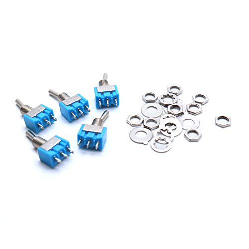 GooTon 125VAC 6A 3Pin 2 Position On/On SPDT Latching Mini Toggle Switch Pack of 5