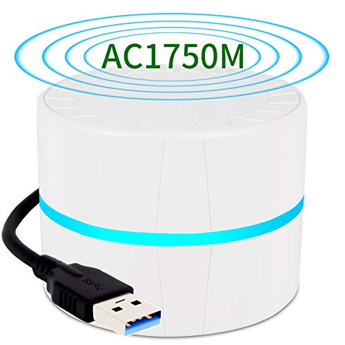 1750Mbps USB WiFi Adapter Soft AP Mode WPS Key USB 3.0 Dual Band (5.8GHz/1300Mbps+2.4GHz/450Mbps) Wireless Network Card for Desktop Laptop with Windows 10/8/7/XP/Vista, Mac OS 10.6-10.13(White).