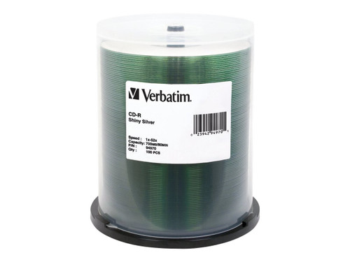 Verbatim 700MB 80MIN 52X Shiny Silver CD-R,100-Disc Spindle 94970 Verbatim 700MB 80MIN 52X Shiny Silver CD-R,100-Disc Spindle 94970
