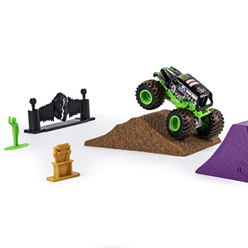 Monster Jam, Grave Digger Monster Dirt Deluxe Set, Featuring 16oz of Monster Dirt & Official 1: 64 Scale Die-Cast Truck