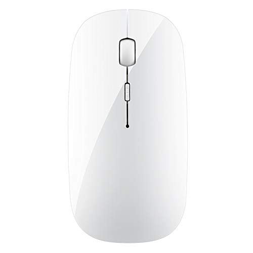 Rechargeable Wireless Mouse,3 Adjustable DPI ?Less Noise,2.4G Slim Silent Click Wireless Optical Mice, Portable Mobile Wireless Mouse for Notebook, PC, Laptop, Computer, (White)