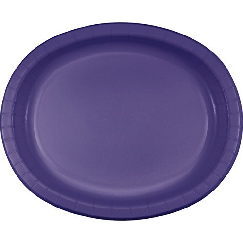 Creative Converting 433268 Purple 10" x 12" Oval Paper Platters Pumpkin Spice, 8 Count