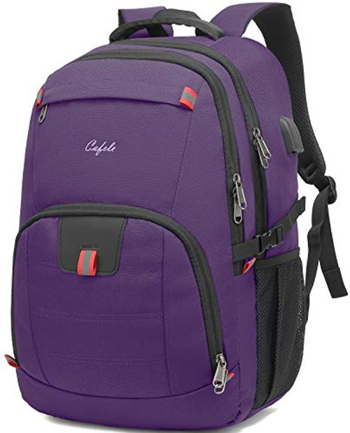 Travel Laptop Backpack 17.3 inch,Extra Large School Backpack Bookbag Computer Rucksack with USB Charging Port,Water Resistant Backpacks for Business College Work Travel,Men Women Casual Daypack,Purple