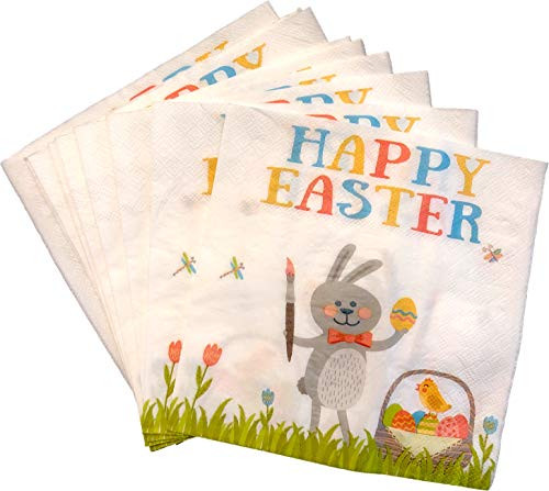 Easter Napkins - 100 Pack Easter Disposable Dinner Paper Napkins Folded 6.5"x6.5" for Easter Party Decoration