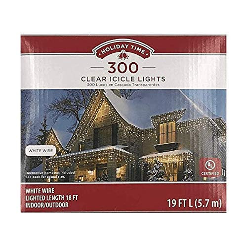 Holiday Times 300-count Icicle Outdoor String Lights Christmas Lights, Clear With White Wire