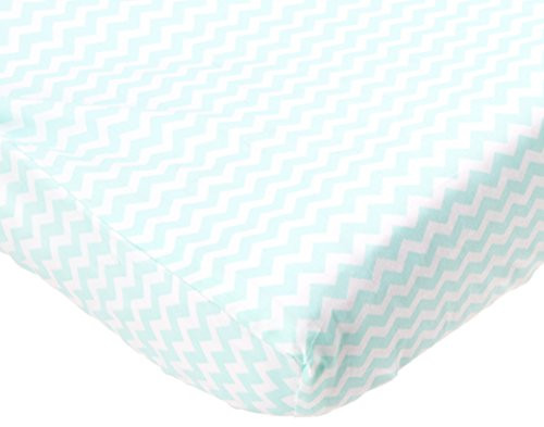 Trend Lab White Chevron Print Changing Pad Cover, Mint Green