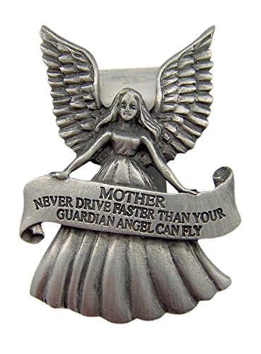 Fine Pewter Guardian Angel Drive Safely Mother Car Auto Visor Clip, 2 1/4 Inch