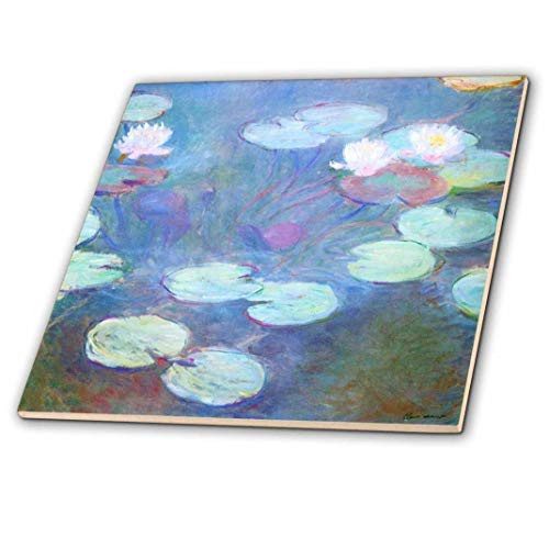 3dRose ct_203692_2 Print of Monet Painting Water Lilies Pink Ceramic Tile, 6"
