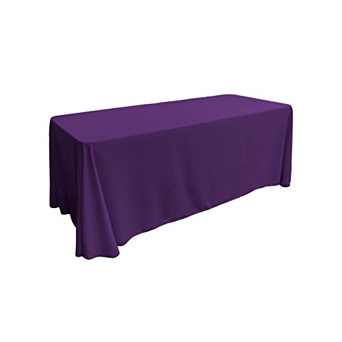 LA Linen Polyester Poplin Rectangular Tablecloth, 90" x 156", Purple