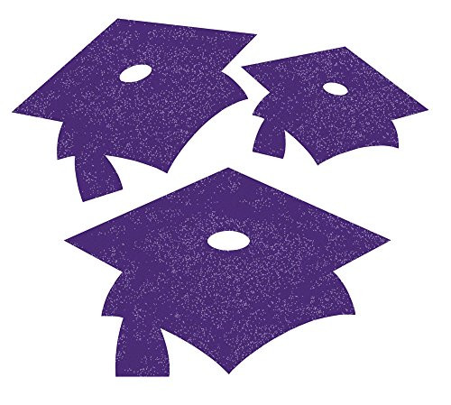 Creative Converting 12 Count Glitter Graduation Cap Cutouts, Mini, Purple