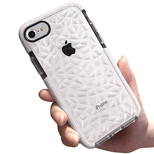 iPhone 8/7 Case, Rybilny,Ultra Hybrid Case with Air Cushion Technology, Women Girls Men Geometric Clear TPU Drop Protective Cases Cover Compatible for Apple iPhone 8/iPhone 7 (White)