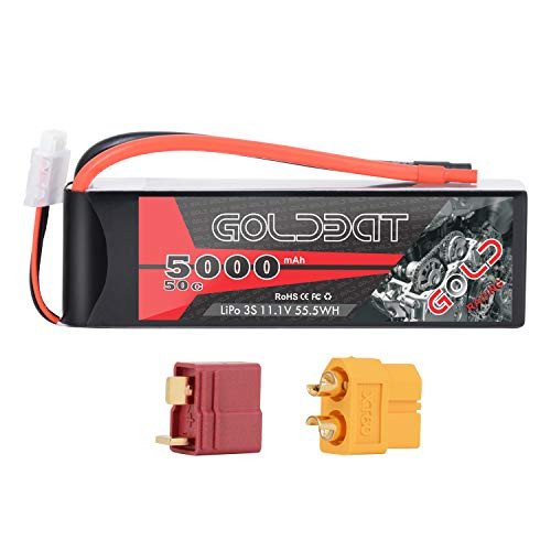 GOLDBAT 5000mAh 3S 11.1V 50C Lipo RC Battery Soft Pack with XT60 and Deans Connector for RC Car Truck Buggy Truggy RC Quadcopter Airplane Helicopter Boat