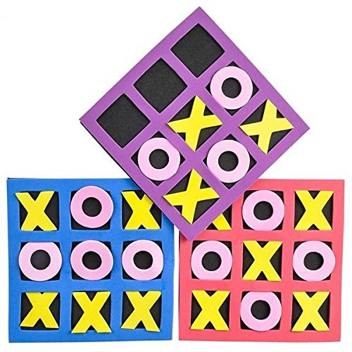 Tic Tac Toe Mini Foam Game -12 Pack of 5" X 5" Boards For Kids And Adults. Non-Breakable, They Come In Exciting Assorted Color For Party Favor And Is A Great Education - By Kidsco