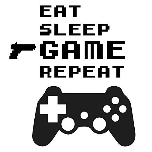 Eat Sleep Game Repeat Wall Decals-Game Controller Stickers for Boys Teens Kids Bedroom Playroom Game Room Wall Decor