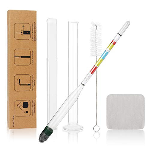 Circrane Triple Scale Hydrometer and Glass Jar for Beer, Wine, Mead and Kombucha,ABV, Brix and Gravity Test Kit