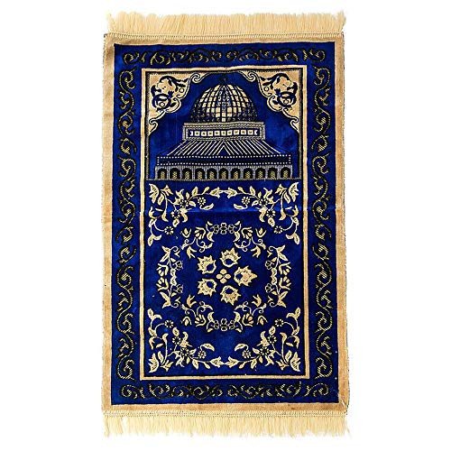 Homelex Turkish Islamic Muslim Cashmere Prayer Rugs Mat Ramadan Eid Gifts (Blue)