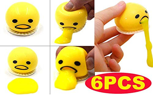 lonko5DING Emoji Vomit Eggs | Soft & Squishy Stress Relief Party Favor | Novelty Gag Toys Spitting Yolk Egg Prank Squeeze Stress Relief Toys for Practical Jokes (6PCS)