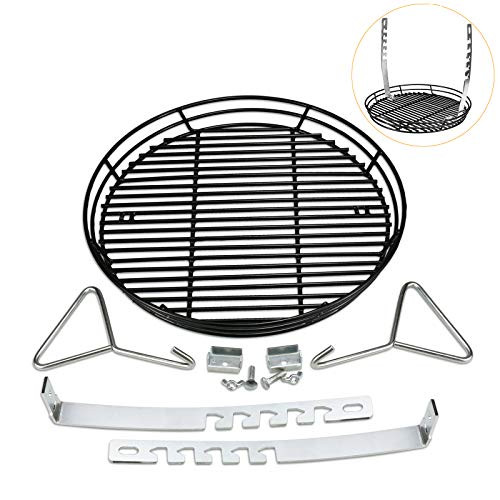 Grisun Adjustable Depth Porcelain Charcoal Ash Basket for Big Green Egg Grill, Kamado Joe Classic, Pit Boss, Louisiana Grills, Primo Kamado Grill, Large Grill Dome, 14 Inches fire grates