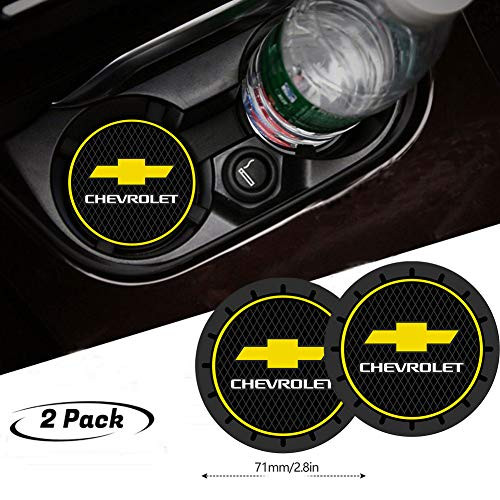 2pcs Car Cup Holder Mats for Chevrolet, Chevrolet Logo Anti Slip Silicone Car Coasters