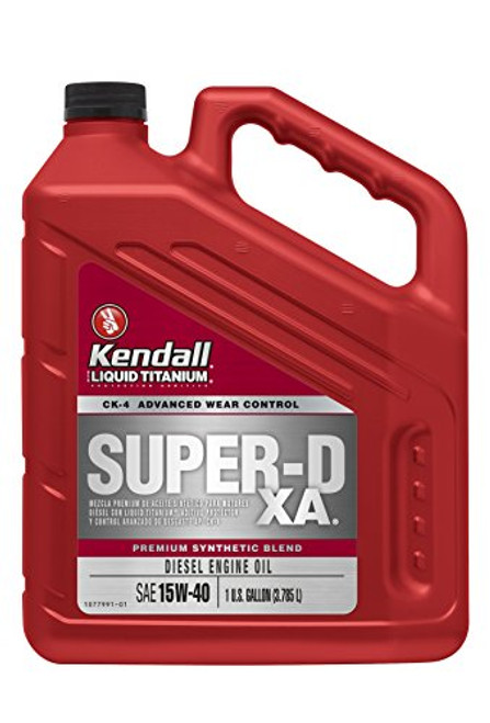 Kendall 1077886 Diesel Engine Oil (Super-D XA Premium Synthetic Blend API CK-4 with Liquid Titanium 15W40-1 Gallon), 128. Fluid_Ounces Kendall 1077886 Diesel Engine Oil (Super-D XA Premium Synthetic Blend API CK-4 with Liquid Titanium 15W40-1 Gallon), 128. Fluid_Ounces