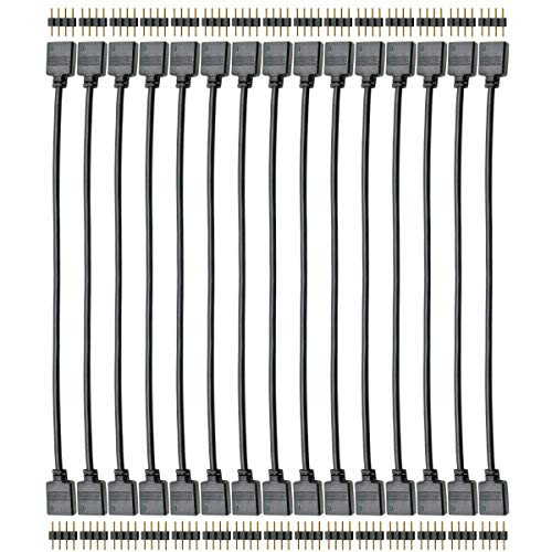 LED Light Extension Cable 0.3M 0.98ft, Prettysunshine LED 4 Pin Extension Cable Cord Wire LED Strip Connector for SMD 5050 3528 2835 RGB LED Light Strip (15PCS, Black)