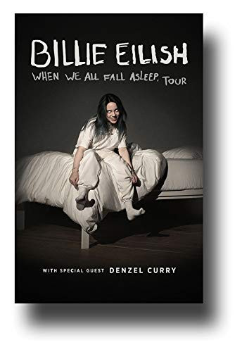 Billie Eilish Poster Concert Promo 11 x 17 inches When We All Fall Asleep Tour with Special Guest Denzel Curry Bed Possessed Eyes