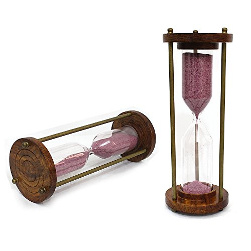 Collectibles Buy Vintage Nautical Sand Clock Pink Sand Brass & Wood Sand Timer Vintage Classical Hourglass - 5 Minutes Yoga Timer