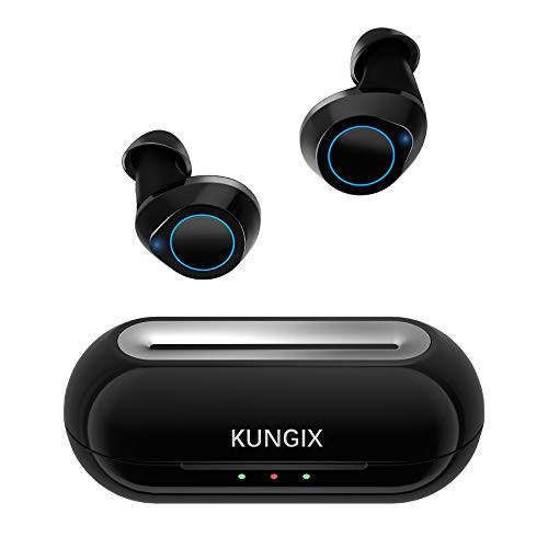 Wireless Earbuds KUNGIX Bluetooth 5.0 True Wireless Headphones, Deep Bass 3D Stereo Sound Touch Mini Noise Cancelling Earphones, Sweatproof Sports TWS Earbuds Built in Microphone for iPhone Android