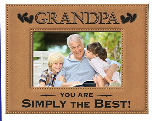 GIFT GRANDPA PICTURE FRAME ~ Engraved Leatherette Picture Frame ~ GRANDPA  You Are SIMPLY THE BEST! ~ Best Grandpa ever Grandpa Birthday Gift, Grandpa Christmas Gift (5x7, Beige with Black Engraving)
