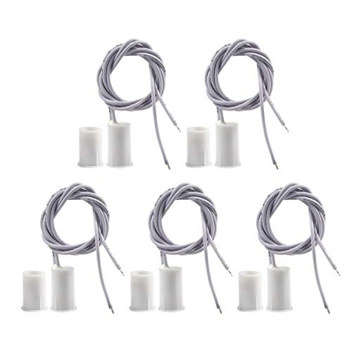 BNYZWOT RC-33 NC Recessed Wired Security Window Door Contact Sensor Alarm Magnetic Reed Switch White 5 Pair