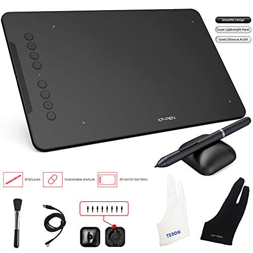 XP-Pen Deco 01 Graphics Drawing Tablet, Graphic Tablets with 8 Shortcut Keys, Battery-Free Passive Stylus of 8192 Levels Pressure Large Drawing Space Graphic Tablet for Digital Art Design