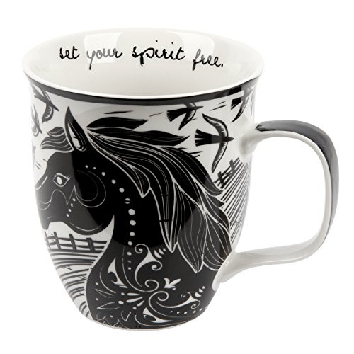 Karma Gifts Boho Black And White Mug, Horse